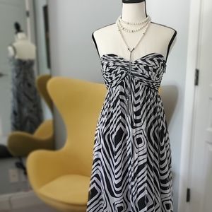 WH/BM strapless maxi dress, black/ white, size 2